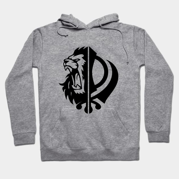 Sikh symbol khanda with Half Lion Face Hoodie by PUNJABISTYL